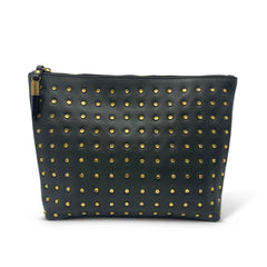 Olive Brass Stud Medium Pouch