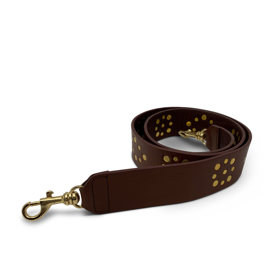 BROWN LEATHER FLAT STUD STRAP
