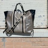 METALLIC CANVAS AND LEATHER BANTHAM TOTE SAMPLE