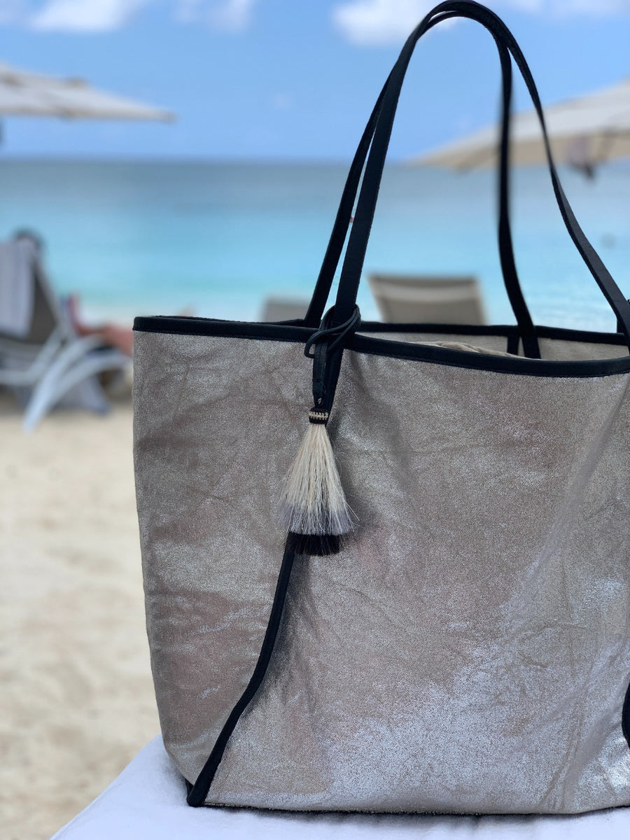 METALLIC CANVAS TAUNTON TOTE
