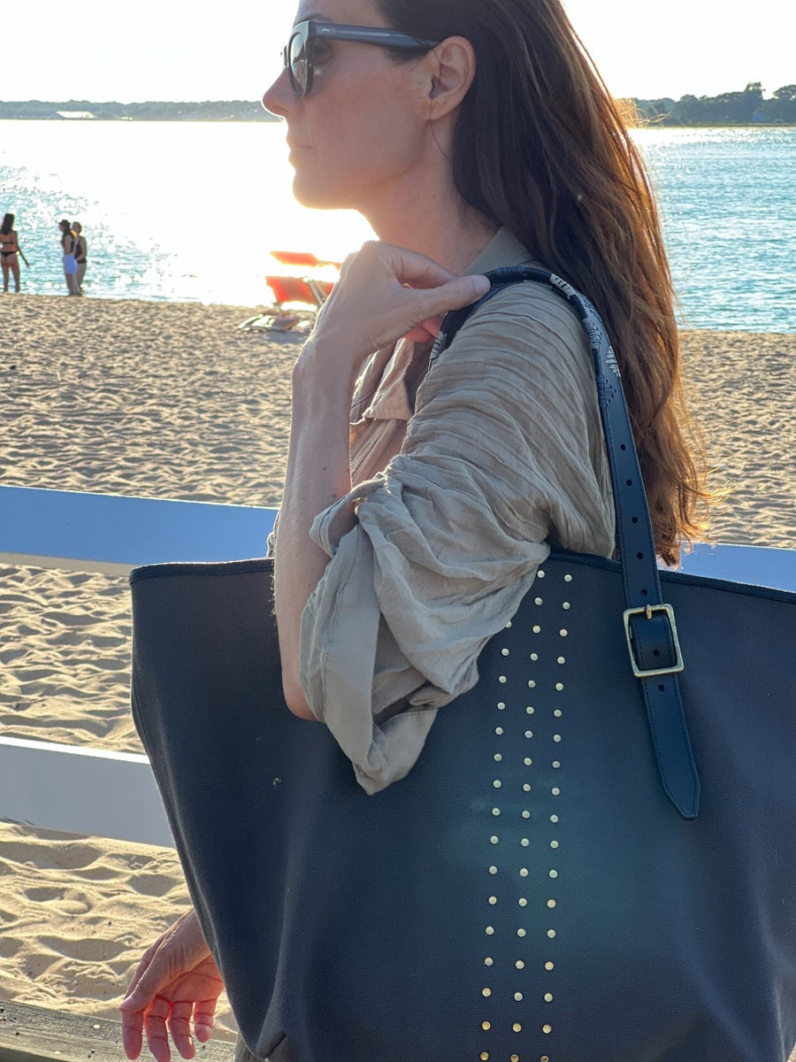CHARCOAL STUD CANVAS TOTE