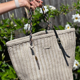 CHALK WOVEN LEATHER TOTE