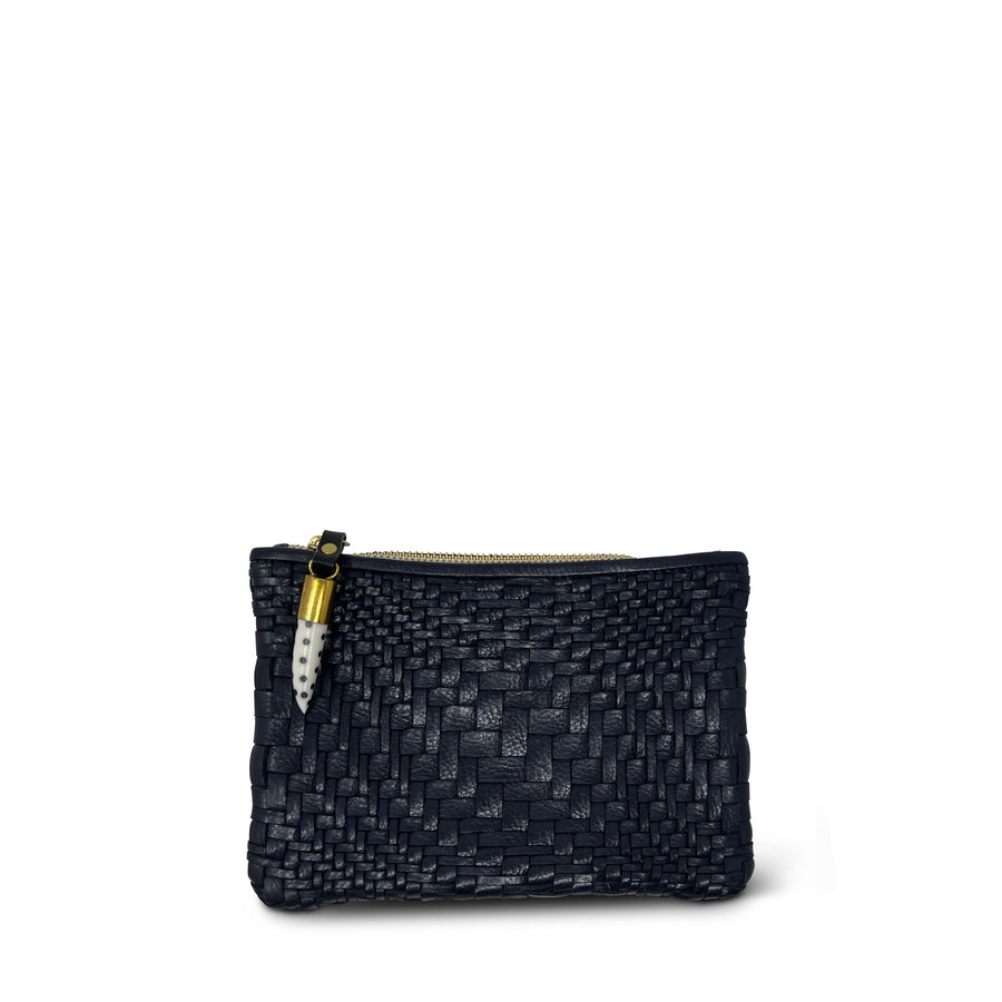 Navy Vari Weave Small Pouch