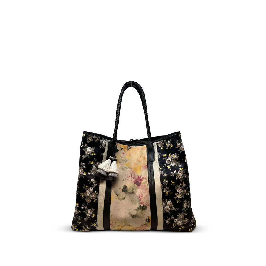 Army Floral Braided Handle Tote