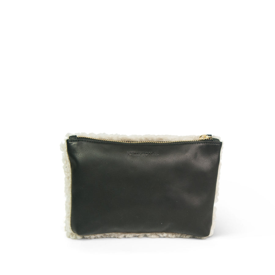Marlborough Cosmetic Pouch - Natural Shearling and Black
