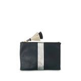 Navy & Silver Striped Small Pouch