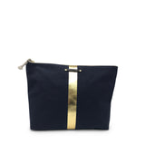 Navy/gold Stripe Canvas Beach Pouch
