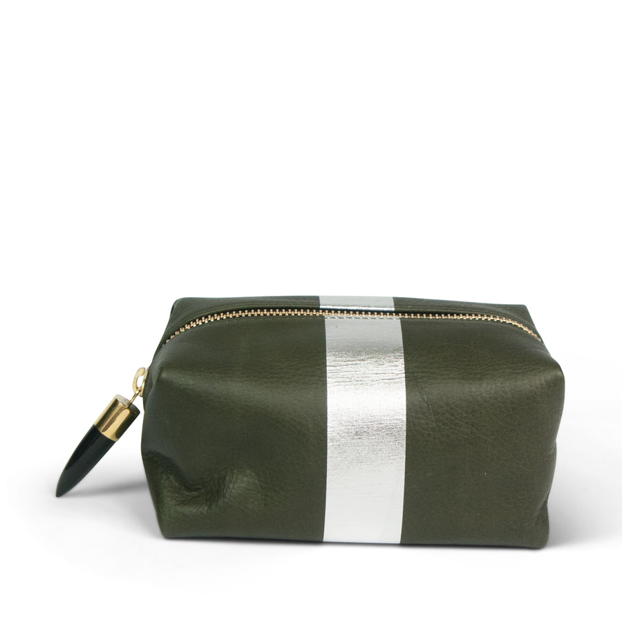 Olive and Silver Cosmetic Case