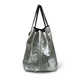 Metallic Canvas Black Striped Urban Beach Tote - Silver/black