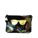 The "shadey" Tropics Medium Canvas and Leather Clutch