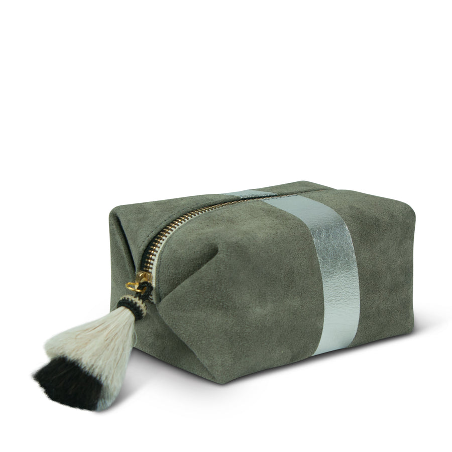 Storm Silver Suede Cosmetic Case
