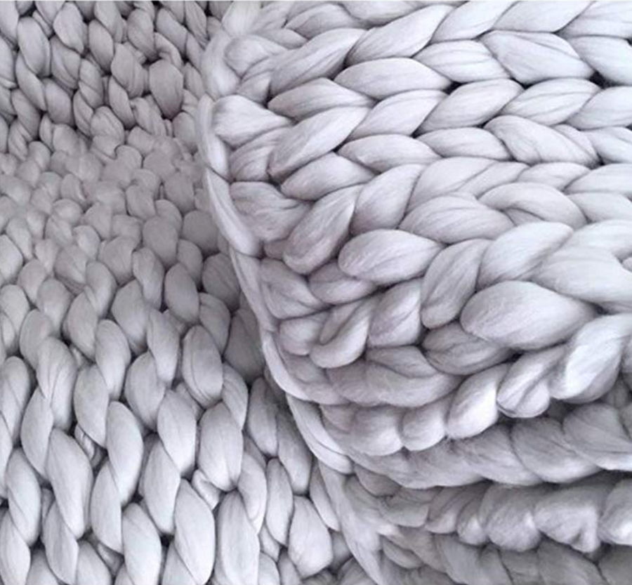 Grey Chunky Knit Blanket Kempton Co