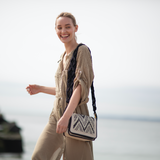 Woven Black and White Eva Shoulder Bag