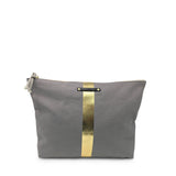 Smoke/gold Stripe Canvas Beach Pouch