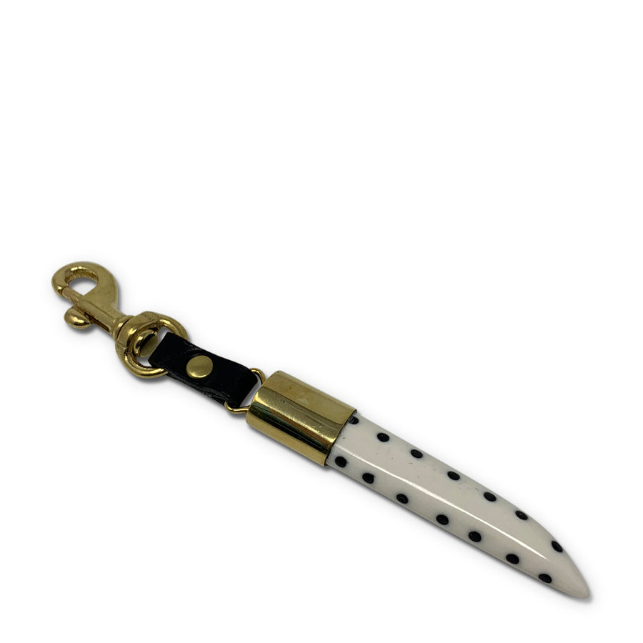Spotted White Bone Clip With Recycled Brass Detailing