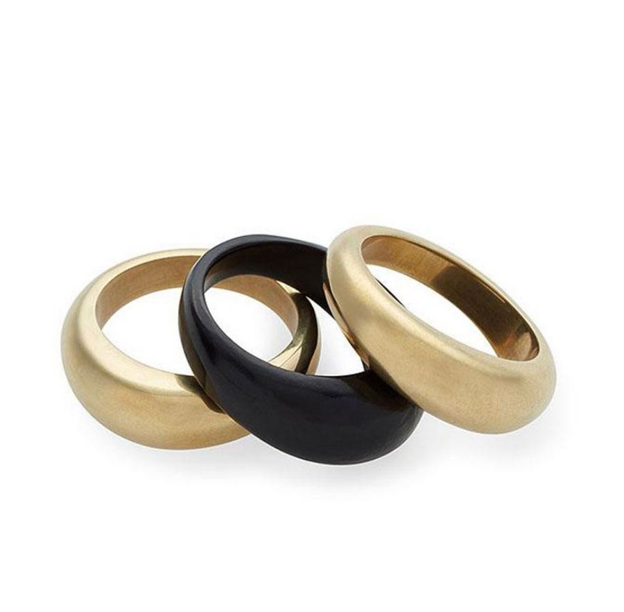 Fanned Stacked Ring - Brass & Black