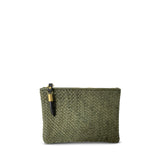 Olive Woven Small Pouch