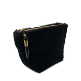 Black Shearling Makeup Bag