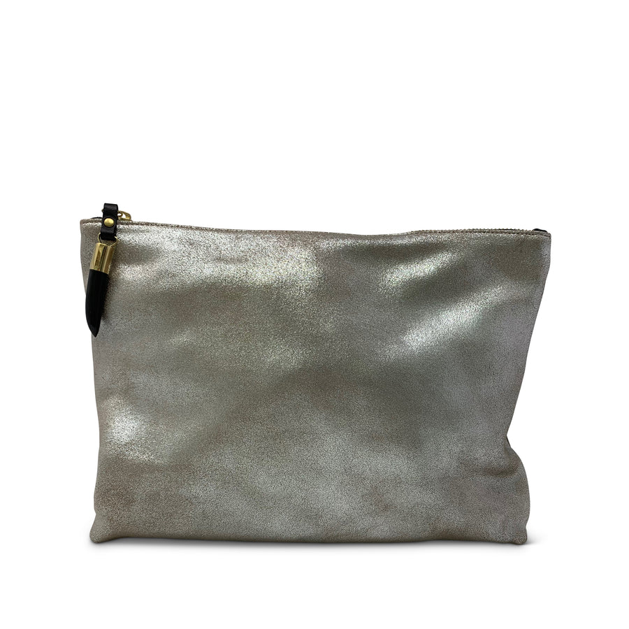 Silver Distressed Medium Pouch