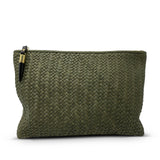 Olive Woven Medium Pouch