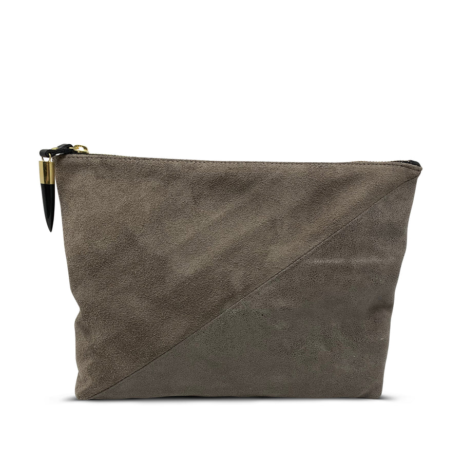 Taupe Distressed Glitter Medium Pouch