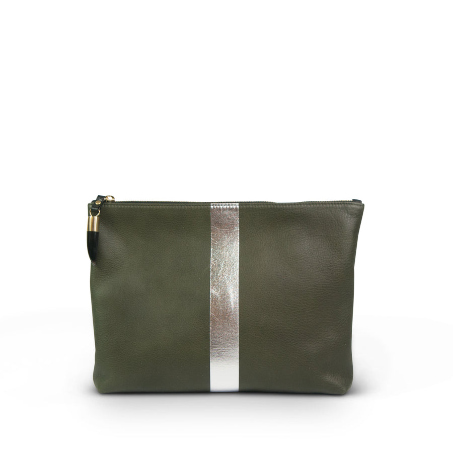 Kempton & Co. Olive/silver Medium Pouch