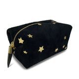 Gold Star Black Suede Cosmetic Case